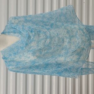 Scarf Wrap Pastel Blue W White Coral Print Resortwear